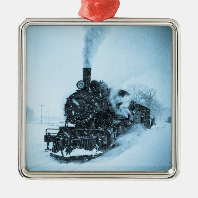 Snowbound Locomotive Metal Ornament (Front)