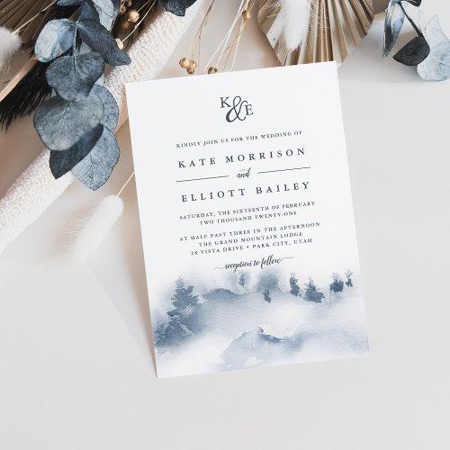 Snowbound  Monogram Wedding Invitation