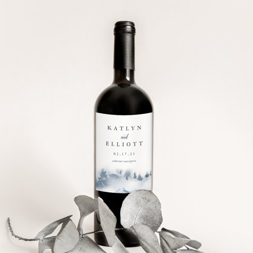 Snowbound  Personalized Wedding Wine Label