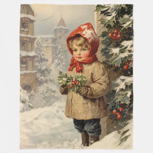 Snowbound Sentiments Vintage Christmas Blanket 