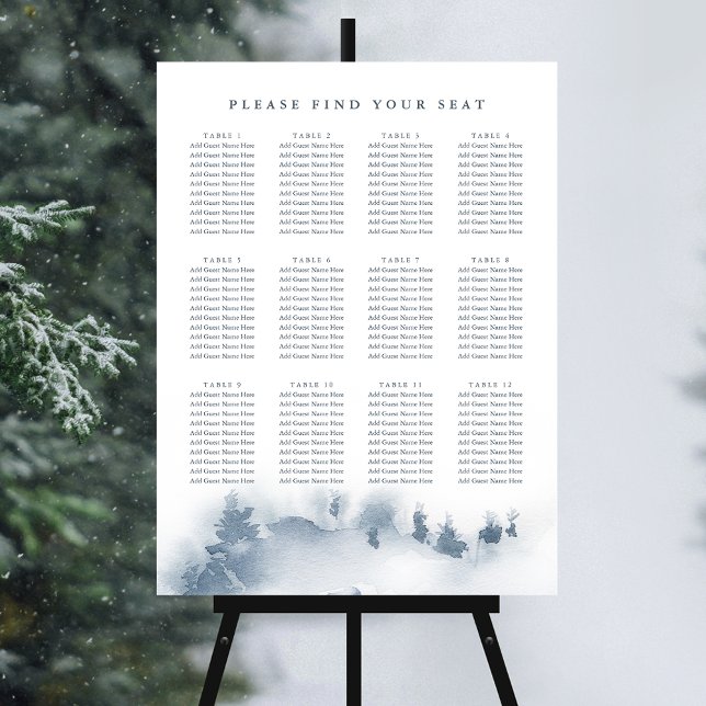 Snowbound | Winter Mountain Wedding Seating Chart Foam Board (Creator Uploaded)