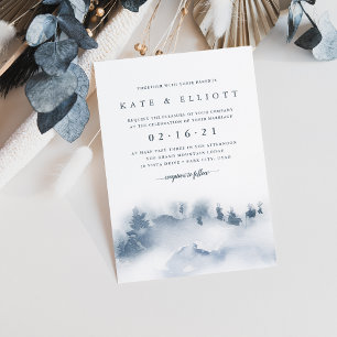 Snowbound Winter Watercolor Wedding Invitation