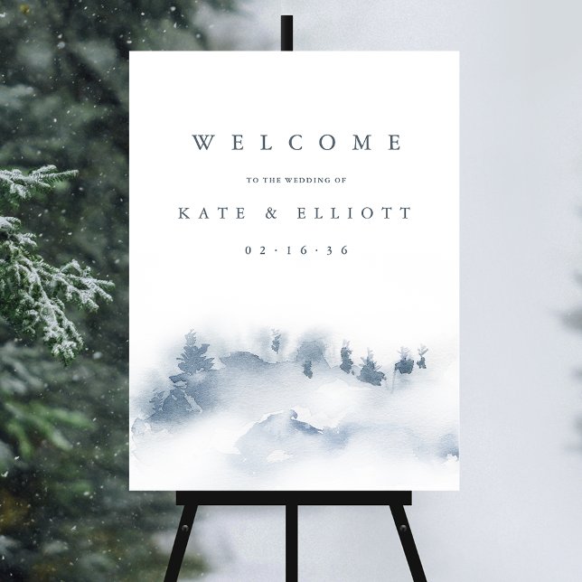 Snowbound | Winter Watercolor Wedding Welcome Sign (Creator Uploaded)