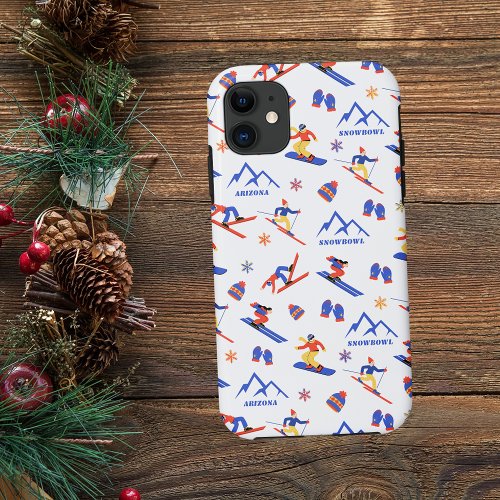 Snowbowl Arizona Mountain Ski Snowboard Pattern iPhone 11 Case