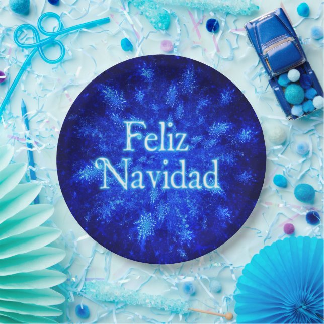 Snowburst - Feliz Navidad Paper Plates (Party)