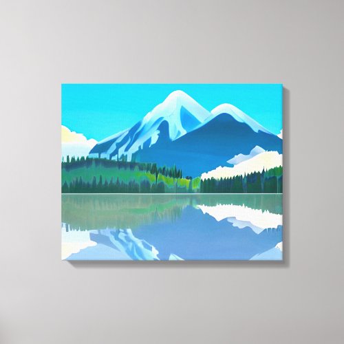 Snowcapped Mountains Reflected in a Lake Canvas Print