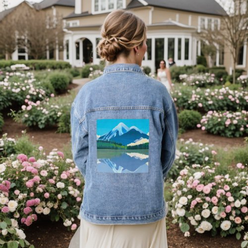 Snowcapped Mountains Reflected in a Lake Denim Jacket