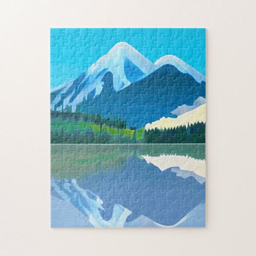 Snowcapped Mountains Reflected in a Lake Jigsaw Puzzle
