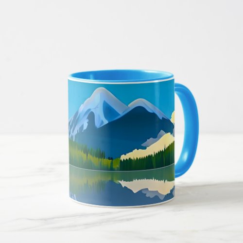 Snowcapped Mountains Reflected in a Lake Mug