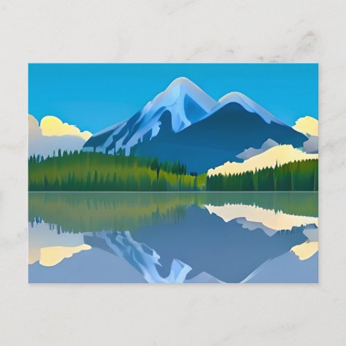 Snowcapped Mountains Reflected in a Lake Postcard