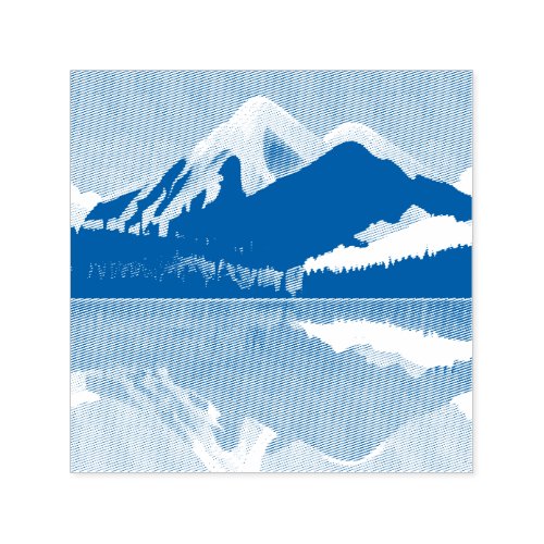 Snowcapped Mountains Reflected in a Lake Self_inking Stamp