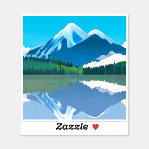 Snowcapped Mountains Reflected in a Lake Sticker