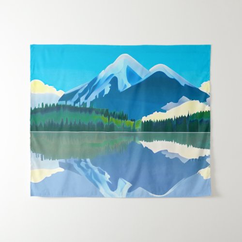Snowcapped Mountains Reflected in a Lake Tapestry