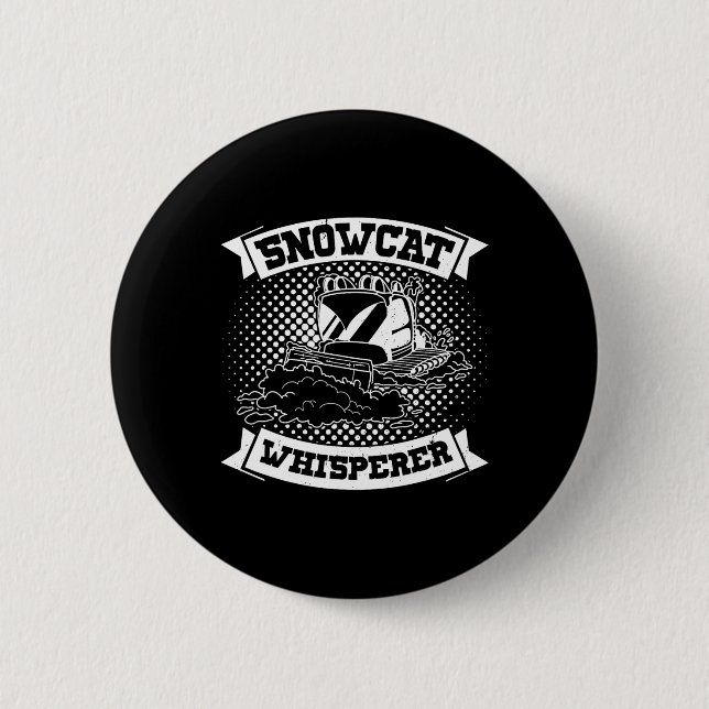 Snowcat Snow Groomer Snowboarding Mountain Profess Button (Front)