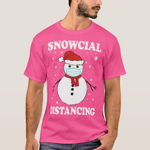 Snowcial Distancing Christmas Funny social distanc T_Shirt
