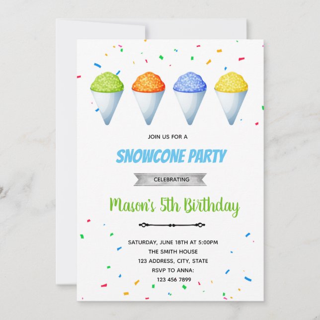 Snowcone winter birthday invitation (Front)