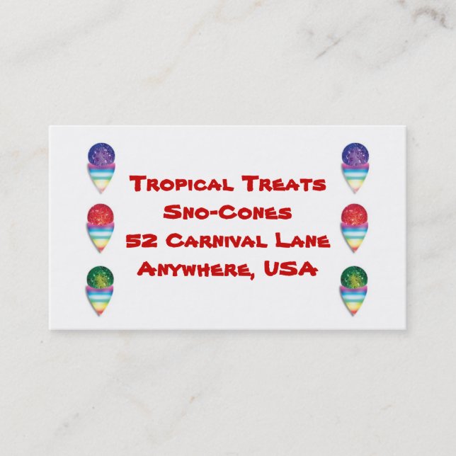 snowcones   sno-cones  for your summer business business card (Front)