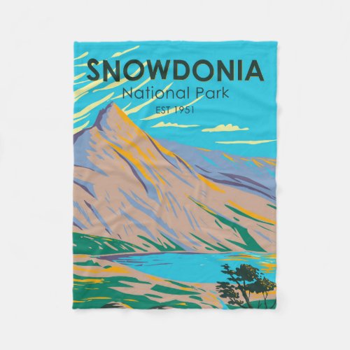 Snowdonia National Park Wales Lake Glaslyn Vintage Fleece Blanket