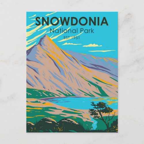 Snowdonia National Park Wales Lake Glaslyn Vintage Postcard