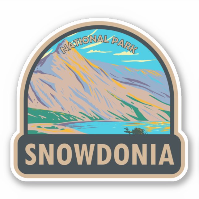 Snowdonia National Park Wales Lake Glaslyn Vintage Sticker (Front)
