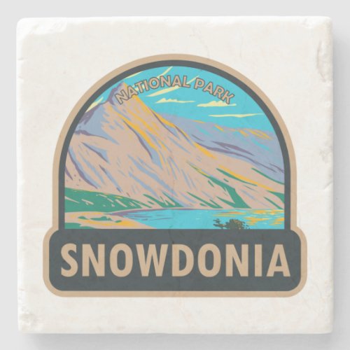 Snowdonia National Park Wales Lake Glaslyn Vintage Stone Coaster