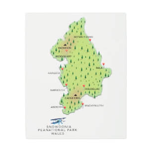 Snowdonia national park, Wales map Metal Print
