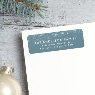 Snowdrift Blue Frost Holiday Return Address Label
