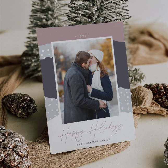 Snowdrift | Colorblock Vertical Photo Holiday Card (Creator Uploaded)