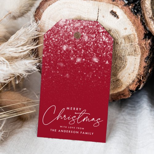 Snowdrift Cranberry Merry Christmas Gift Tags