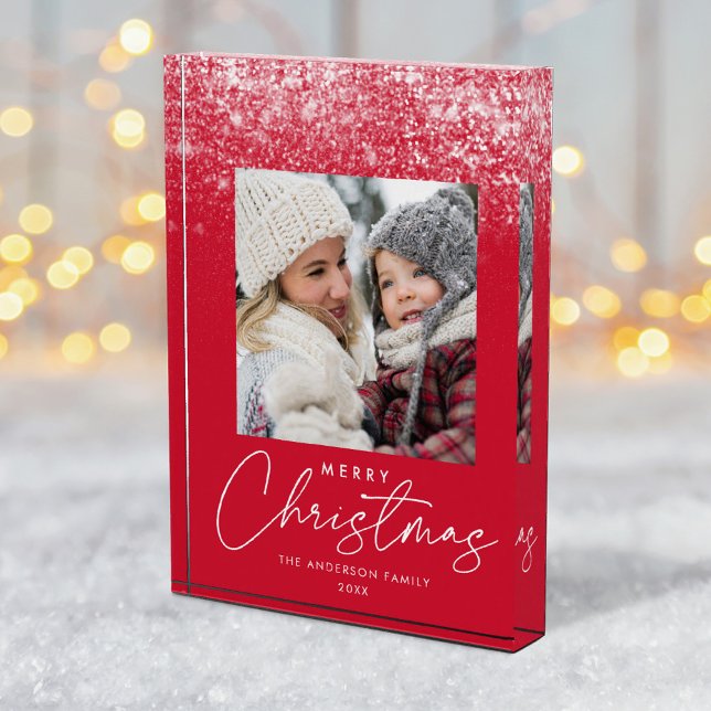 Snowdrift Merry Christmas Red Holiday Photo Block (Creator Uploaded)