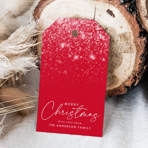 Snowdrift Red Merry Christmas Gift Tags