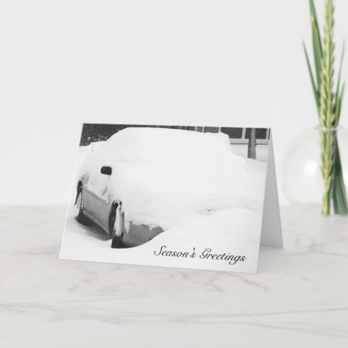 Snowdrift Snow Covered Car Snowy Weather Holiday Card