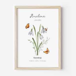Snowdrop Birth Month Flower Poster