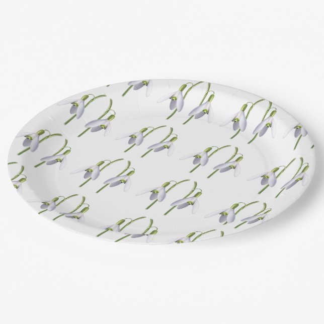 Snowdrop Fabric Pattern. Paper Plates (Angled)