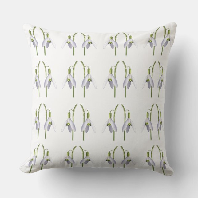 Snowdrop Fabric Pattern. Throw Pillow (Front)