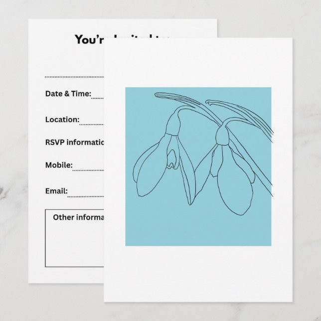 Snowdrop flower custom  invitation (Front/Back)
