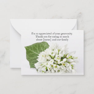 Snowdrop Flower On After Funeral Thank You Note Card