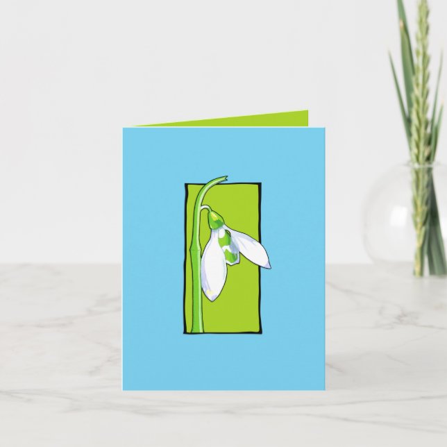 Snowdrop green blue Note Card (Front)
