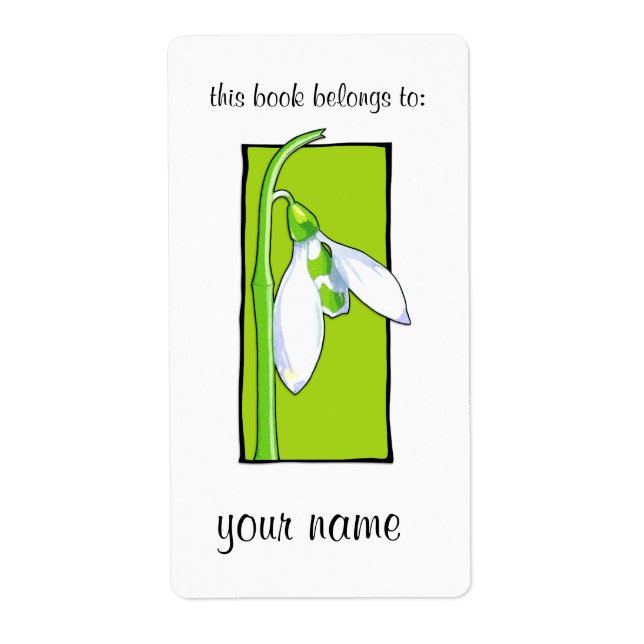 Snowdrop green Bookplate Label (Front)