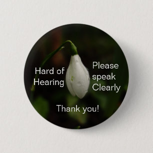 Snowdrop Hard of Hearing Badge Button