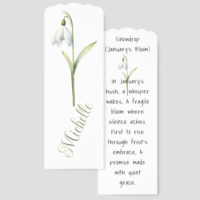 Snowdrop in January – A Quiet Reawakening Bookmarks (Front & Back)