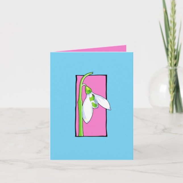 Snowdrop pink blue Note Card (Front)