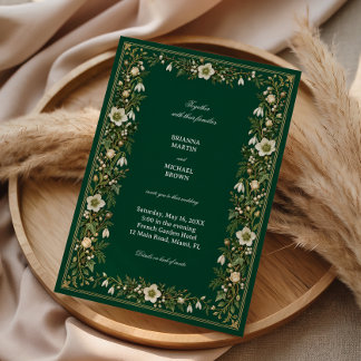 Snowdrop Tapestry In Forest Green Invitation