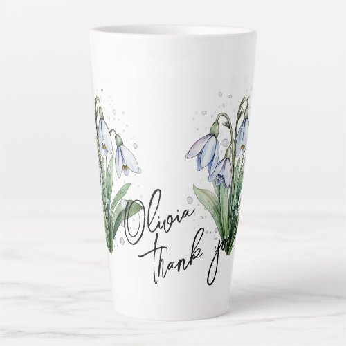 Snowdrop Thank you Editable Slogan  Name Latte Mug
