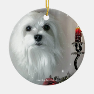 Snowdrop the Maltese Ceramic Ornament