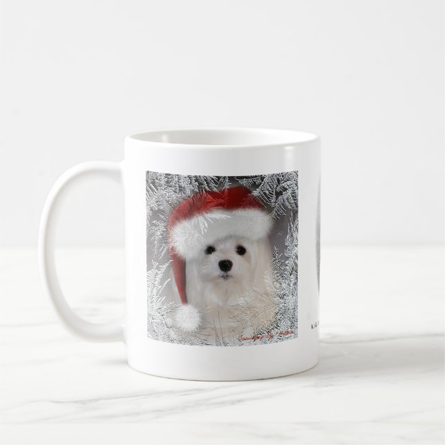 Snowdrop the Maltese Christmas Mug (Left)