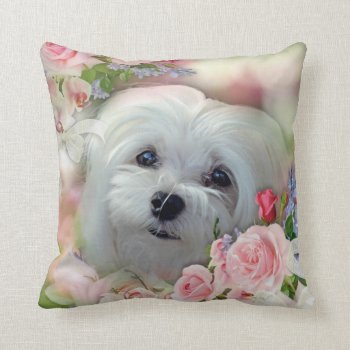 Snowdrop The Maltese Pillow/cushion Throw Pillow by MoragBates at Zazzle