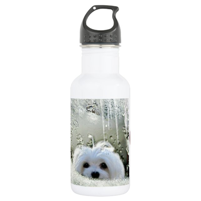 Snowdrop the Maltese Water Bottle (Front)