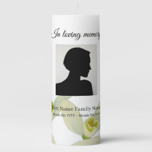 Snowdrop white funeral memorial pillar candle