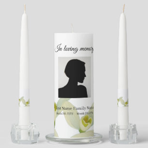 Snowdrop white lily memorial funeral unity candle set